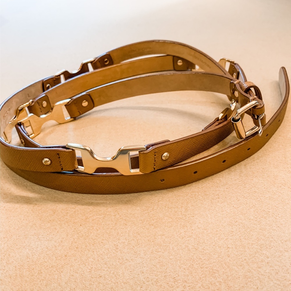 Ann Taylor Double Wrap Leather Horsebit Belt L